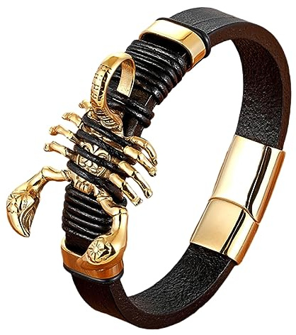 BISONBLUE Armbänder Herren Armband Geschenk Armreif Punk-Männer-Skorpion-Charm-Armband, Modische Manschettengeschenke