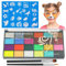 Aomig Body Painting, 24 Colori Face Paints Bambini, Truccabimbi Kit Anallergici Atossici, Kit per la Pittura del Viso Pittura Corpo Bambini per Halloween, Carnevale, Natale, con Stencil e Pennelli