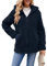 ABYOVRT Felpe con Cappuccio Donna Oversize Teddy Bear Felpa in Pile Caldo Autunnale Invernale Cappotti Elegante Media Lunga Pile Donna con Zip,Blu Navy,XXL