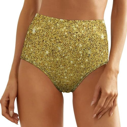 UMENG Paillette Gold Damen Unterhosen Baumwolle Unterwäsche No Show Bikini Panties Weich Höschen Nahtlos Slips