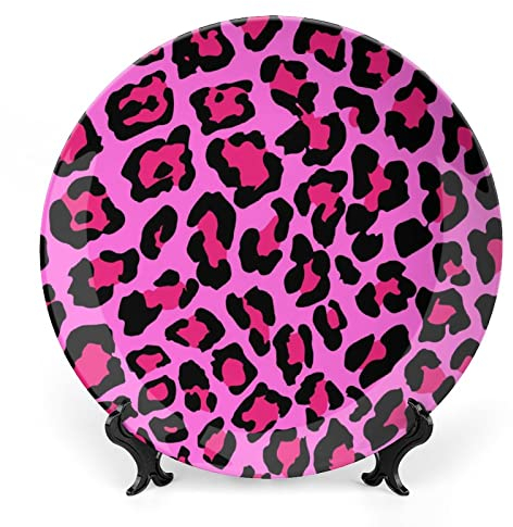 Piatto rotondo in porcellana Bone China con stampa leopardata rosa piatto decorativo vintage piatto oscillante casa