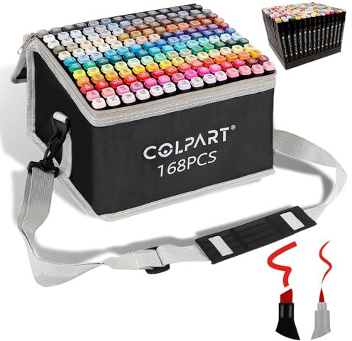 colpart Dual Tip Marker Pens For Drawing 168 Color,Permanent Art Maker Pens Alcohol markers pens brush sketch marker For Artists Drawing