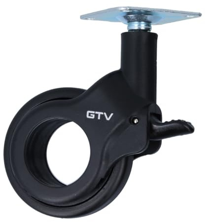 MS Beschläge Design-Lenkrolle Möbelrolle Ø 60mm Möbeltransportrolle Schwarz kugelgelagert Schrankrolle Plattenmontage Laufrolle Bockrolle 30kg Traglast (Mit Bremse, 1)