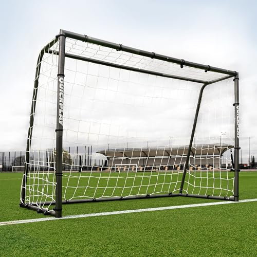 QUICKPLAY GS Football Goals - Super Durable Galvanized Steel Football Goal [5 Sizes] Regulation Sizes, Deep Net, Moveable & Weather Resistant [Single Goal]