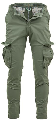 Instinct Pantaloni Cargo Uomo Estivi Slim Fit Tasconati con Tasche Laterali Militari da Lavoro Trekking Outdoor Pantaloni Multitasche Leggeri Traspiranti in Cotone Primavera Estate 50 Verde K-712