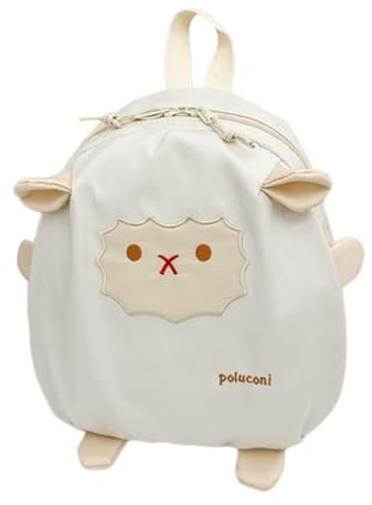 Ruarby Kinder-Rucksack für Mädchen, Cartoon-Schaf-Rucksack, japanischer Stil, Umhängetasche, Reiserucksack, Schultasche für Kindergärten, weiß