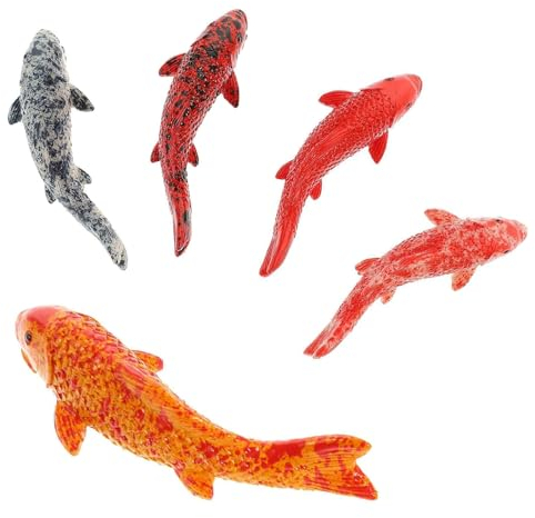 Xinlon 5 Stück Fisch Deko, Künstliche Fische für Teich, Katzen Wasserspielzeug, Schwimmende Fische, Deko für Miniteich, Aquarium Fische, Schwimmender Modell Aquarium Fische Landschaftsbau Handwerk