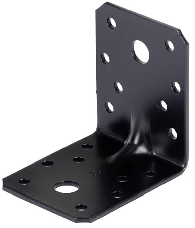 Alberts 824860 Schwerlast-Winkelverbinder mit Sicke - verzinkt - schwarz - kunststoffbeschichtet - 70 x 70 x 55 mm | 50er Set