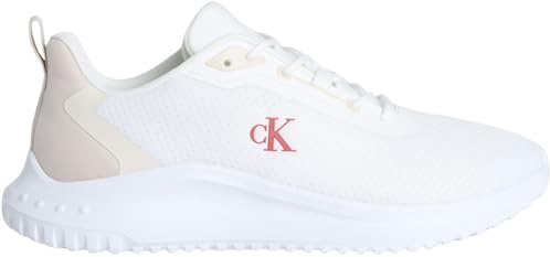 Calvin Klein Herren Runner Sneaker Eva Mix Mesh mit Logo, Weiß (Bright White//Moonstruck/Tandoori), 45