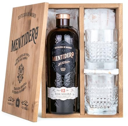 Rum Mentidero Solera 12 Anni 70 cl - 43% Vol - Cassetta regalo con 2 bicchieri