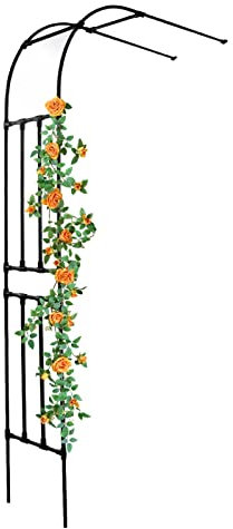Arche de jardin en métal pour plantes grimpantes, demi-ronde, arche de pergola murale en noir/blanc, résistante aux intempéries pour pelouse, jardin, terrasse, 3,5 x 2,67 x 0,5 m
