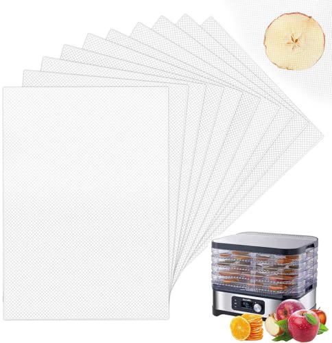 Dörrfolie für Dörrautomat, 10 Stück Dehydrator Blätter, 27 * 17cm Antihaft Silikon, Dampfmatten Netzfolie Netzmatte für Obsttrockner BPA-Frei Fruchtleder Matte Lebensmittel Obst Trockner