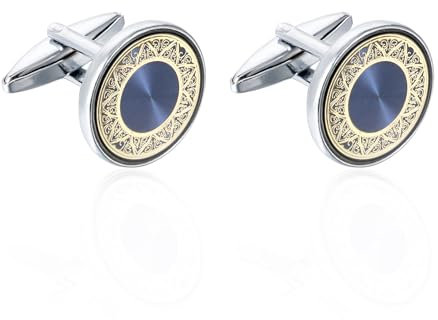 Tyqour Manschettenknöpfe Herren Blau Manchettenknoepfe Herren für Hochzeit Klassische Manschettenknöpfe aus Perlmutt Retro Cufflinks for Men Hochzeit Tanzparty Business Abschlussball Bräutigam
