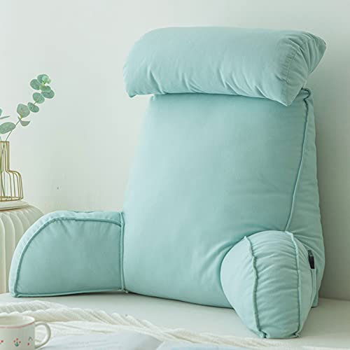 CVQJL Reading Pillow,Back Rest Support Pillow,Backrest Pillows for Bed with Arms,with Pockets and Neck Pillow,Ideal for Sitting,Reading Or Playing, Lime Green