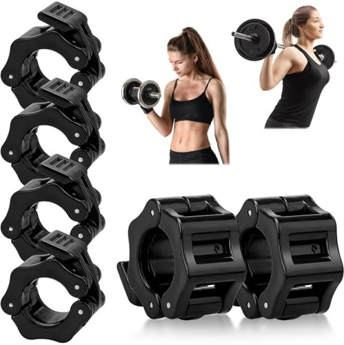RODISHOMM 6 Stück 30mm Hantelverschlüsse, Schnellverschluss für Langhantel, Barbell Clamp, Hantelstangen Klemmen für Gewichtheben und Training, Fitness Zubehör