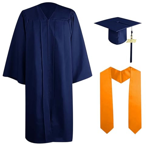 Abschluss Talar mit Hut Schwarz Graduation Robe mit Hat und Schärpe Bachelor Uni Master Kostüm 2025 Bachelor Geschenke Uni Abschluss Kleid Unisex Absolventen Akademischer Talar mit Doktorhut Set