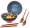 Ceraozmus 2x Ramen Schüssel Keramik - 1200ml - 20 cm -Mit Löffel und Essstäbchen for Ramen Soup Pho Udon Asian Noodles,Large Noodle Bowls (Rote und blaue Glasur 2 Satz)