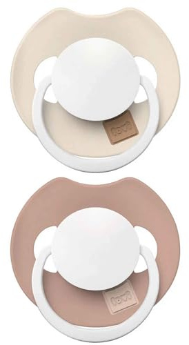 Difrax LOVI Prime Glow Dynamic Schnuller, 0-6 Monate, beige/braun, 2 Stück