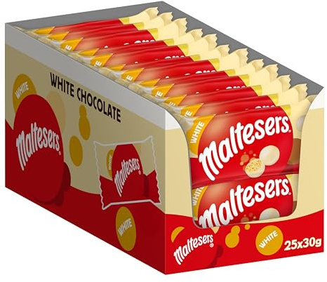 Maltesers White Chocolate Honeycomb Sweets Crispy Centre White 25x30g | Perfect For Retro Snacks Stash, Weekend Pantry Restocks, Light Chocolate Bites, Everyday Indulgent Party Treats, Sharing