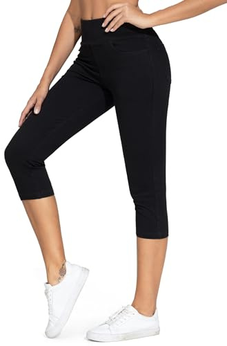 THE GYM PEOPLE Damen Capri Jeggings Stretch 3/4 High Waist Skinny Jeans | Elastischer Hosenbund, Bauchkontrolle, 4 Taschen, 4-Wege-Stretch, Atmungsaktiv, Jean Leggings für Mode, Yoga, Arbeit, Wandern