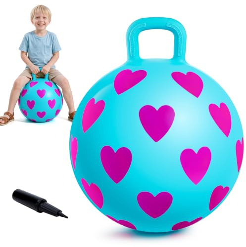 INPODAK 40cm Balle Sauteuse Space Hopper Ballon Sauteurs avec poignée Balles gonflables avec Pompe à Main Balle Sauteuse pour Enfants de 3 à 6 Ans Jouet Sauteur pour Enfants