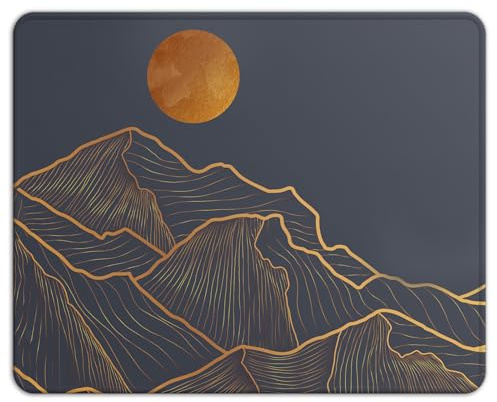 AOKSUNOVA Mauspad Klein Mousepad mit Motiv 21 x 26 cm Goldene Berge | Kleines Mauspad mit Motiv, Mousepad 21 x 26 cm, Praktisches Mouse Pad für Büro, Zuhause und Gaming, Rutschfeste Unterseite