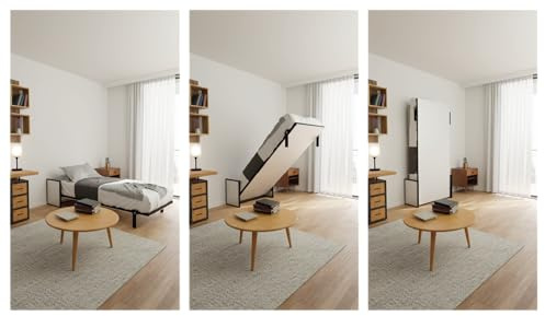 Wallbedking - Schrankbett Morphy Studio - Klappbett Platzsparende - Wandbett– Modulares multifunktionales SizeFlex- und TypeFlex-System, Klappbett mit Sofa-Modulen (90x200, Vertical)