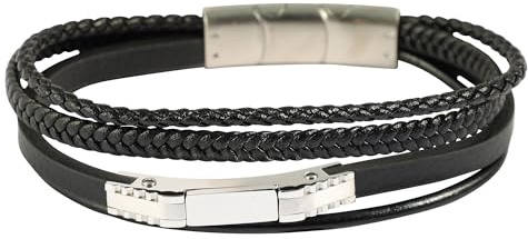 Akzent Armband Herren - Premium Armband Herren in Schwarz aus Kunstleder, 100% Wasserfest & Hautverträglich