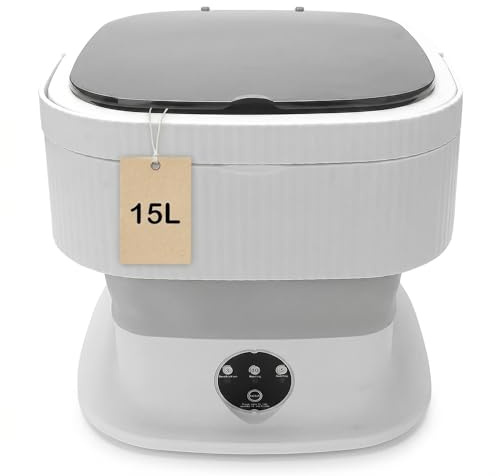 Mini lavadora portátil, mini lavadora y secadora plegable de viaje de 15 litros, lavadora y secadora portátiles para apartamento. (gris)