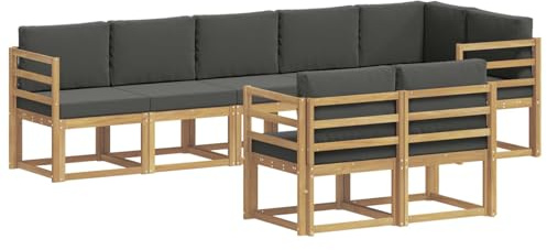 vidaXL Outdoor-Sofagarnitur 8 pcs Weiß und Anthrazit Polyester, Moderne Sofa für draußen, Gartenmöbel-Set, wetterfest, gemütliche Terrassen-Lounge