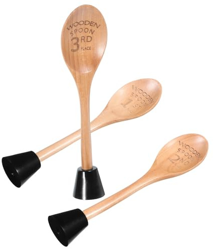 MERRYHAPY Wooden Spoon Award Trophies Set Practical Multifunctional Design 3pcs with Trophy Base Kitchen Prizes for Chili Cook Off Cooking Competition for Culinary Enthusiasts