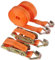 Braun Spanngurt 2000 daN, zweiteilig, für Profis und Privattransport, nach DIN EN 12195-2, Farbe orange, 6 m Länge, 35mm Bandreite mit Ratsche und 2-Strang Spitzhaken, 2er Set.