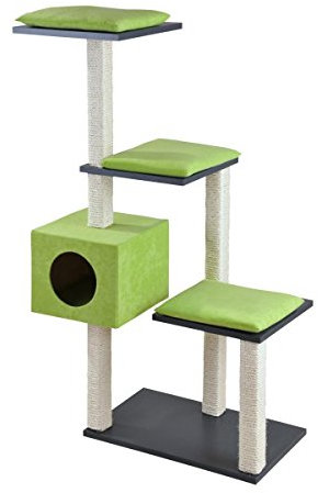 Silvio Design Katzen-Stufenboy Cosy anthrazit, Kissen grün, ca. 36x80x126 cm