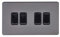 Schneider Electric Ultimate Screwless Flat Plate - 4 Gang Rocker 2 Way Light Switch, Single Pole, 16AX, GU1442BBN, Black Nickel with Black Insert