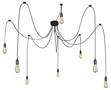 Decken Hänge Leuchte Kabel 1,5-3,5m Textil Schwarz Strahler Pendel Lampe Globo A110-8