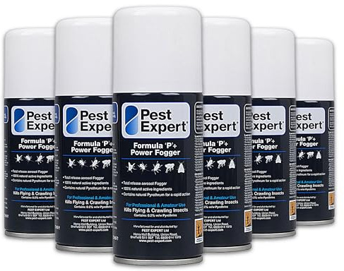 Food Moth Killer Fogger 6 x 150ml- Formula 'P+' Moth Fumigator from Pest Expert (HSE approved and tested – professional strength product)