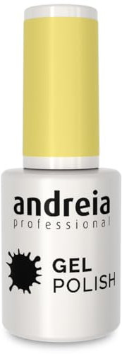 Andreia Semi-Permanent Nail Gel Polish for UV/LED Lamp - Intense Shine and 4 weeks Lasting French Manicure Nail Gel Varnish - Colour 10.5 ml (202 Yellow)
