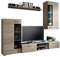 Wohnwand Twist, Design Modernes Wohnzimmer Set, Anbauwand, Schrankwand, Vitrine, TV Lowboard, Mediawand, (mit weißer LED Beleuchtung, Sonoma Eiche)