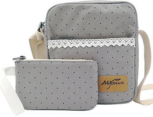 Casual Canvas Schultertasche +Geldbeutel/Mäppchen für Mädchen Jungen & Kinder Jugendliche (Kleine-Wasserblau)