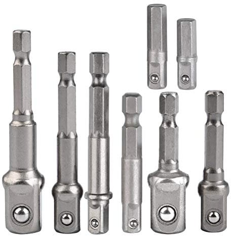 TIMESETL 8Pcs Impact Grade Socket Adapter Set 1/4'' 3/8'' 1/2'' Hex Square Nut Driver Adaptor Power Drill Extension Bit