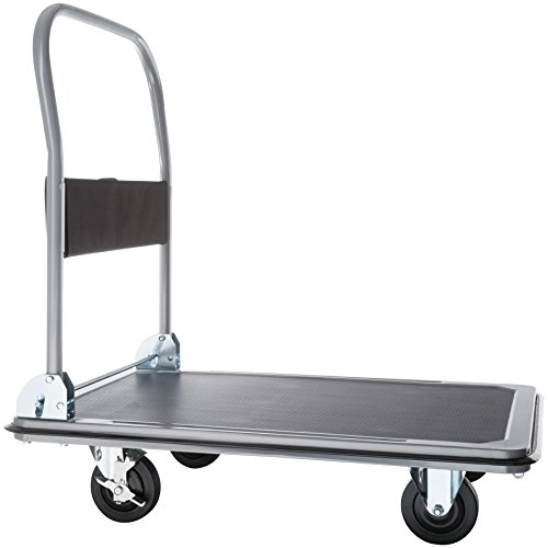 tectake® Plattformwagen, Transportwagen klappbar, Transportroller, Rollwagen Metall, Wagen Transporter Transporthilfe, Montagewagen, Schiebewagen, Transport Trolley, Klappwagen - schwarz, 300 kg