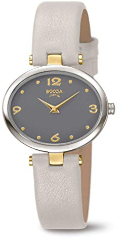 Boccia Damen Analog Quarz Uhr mit Leder Armband 3295-03