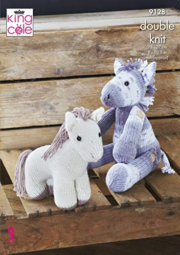 King Cole 9128 Knitting Pattern Pony Toys in Cottonsoft DK, Grey, Ecru