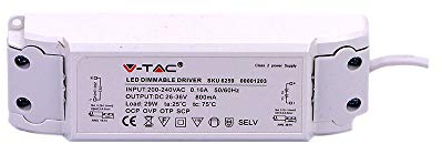 V-TAC 6259 Adattatore di Alimentazione LED, Bianco