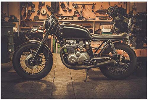 Papier Peint Panoramique Tapisserie Intissé Murales 3D Décoration Murale Effet Trompe Loeil Moto Rétro Harley Moto Atelier De Réparation