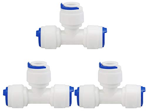 sourcing map 3pcs 1/4 Pouce OD Type T Connexion Rapide Eau Purificateurs Tube Raccords Poussoir Connecteur Eau Tuyau pour RO Systèmes Osmose Inverse
