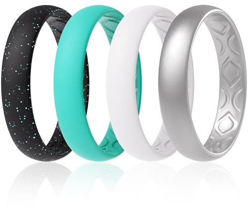 ThunderFit Eternity Silicone Breathable Wedding Ring for Women Anniversary 4mm Wide 0.3cm Thick 12 Rings 8 Rings 4 Rings 1 Ring