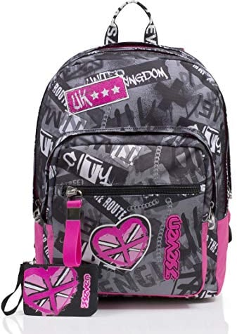 Seven Zaino Scuola EXTRA FITKeep Flag, Rosa, Scuola e Tempo Libero