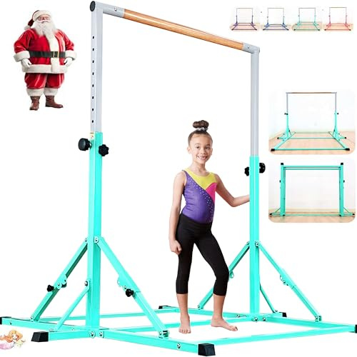 MARFULA Barre de gymnastique pliable pour enfants et adolescents âgés de 3 à 20 ans, capacité de poids de 158,8 kg, barre horizontale de 1,5 m pour gymnastique, équipement d'entraînement de