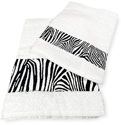 Tex family Frottee-Handtuch-Set Jacquard 1 + 1 Gesicht und Gäste, Zebra, Weiß und Washy